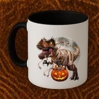 Halloween Dinosaur T Rex Pumpkin Coffee Mug thumb 2