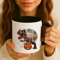 Halloween Dinosaur T Rex Pumpkin Coffee Mug thumb 3