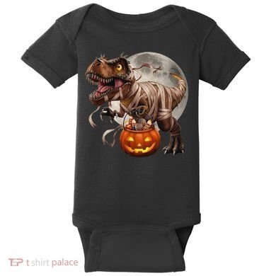 Halloween Dinosaur T Rex Pumpkin Baby Bodysuit