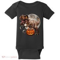 Halloween Dinosaur T Rex Pumpkin Baby Bodysuit thumb 0