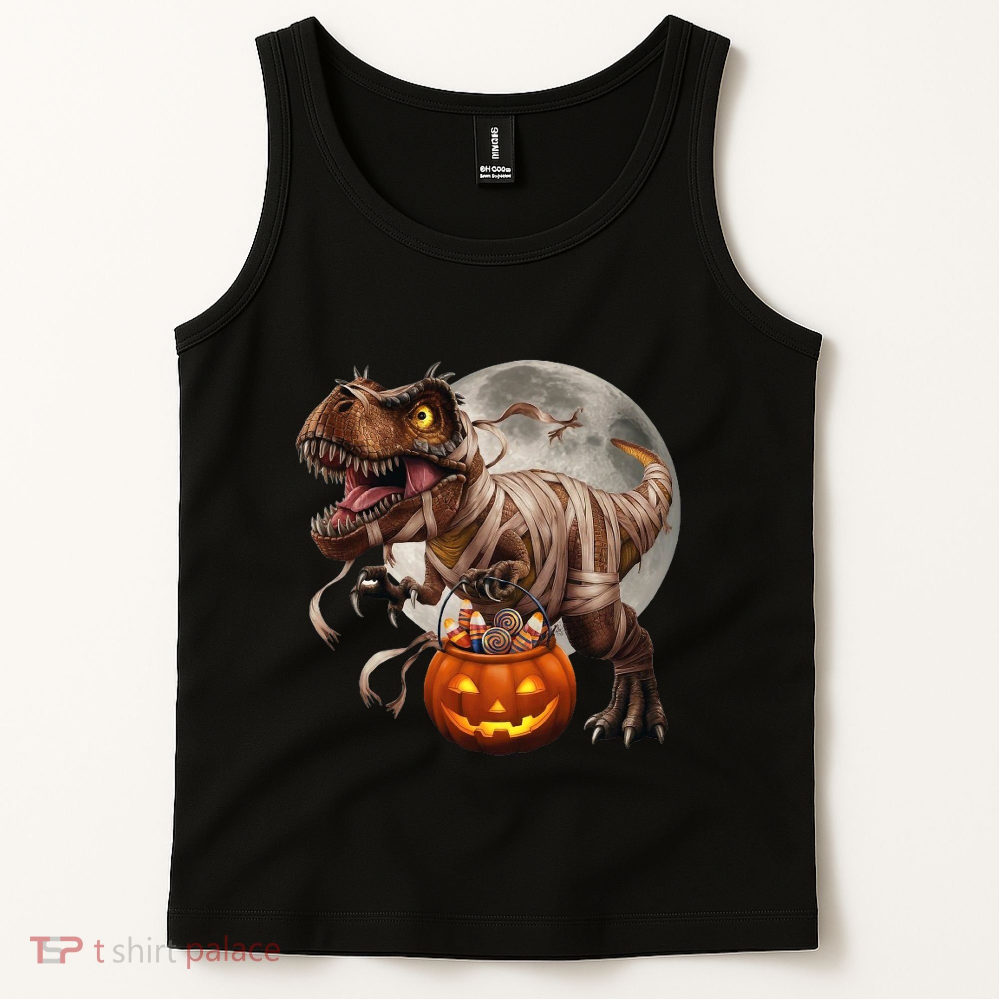 Halloween Dinosaur T Rex Pumpkin Tank Top