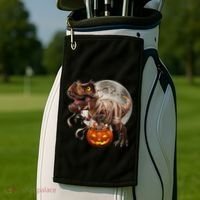 Halloween Dinosaur T Rex Pumpkin Golf Towel thumb 2