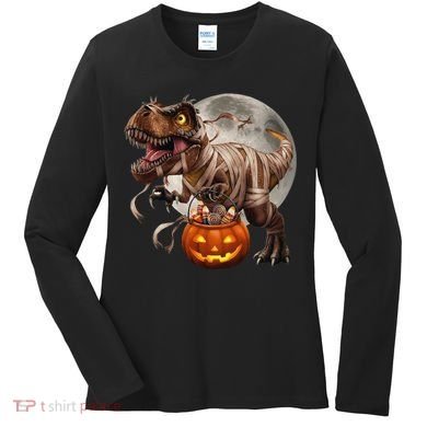 Halloween Dinosaur T Rex Pumpkin Women's Long Sleeve Shirt
