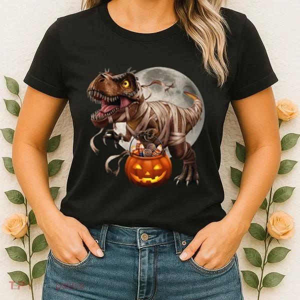 Halloween Dinosaur T Rex Pumpkin Women's T-Shirt