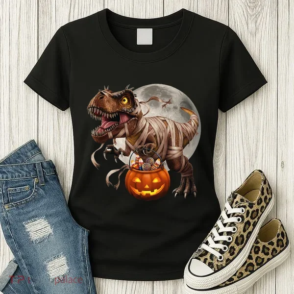 Halloween Dinosaur T Rex Pumpkin Women's T-Shirt