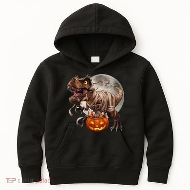 Halloween Dinosaur T Rex Pumpkin Kids Hoodie