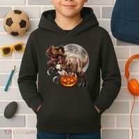 Halloween Dinosaur T Rex Pumpkin Kids Hoodie thumb 2