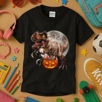Halloween Dinosaur T Rex Pumpkin Kids T-Shirt thumb 3