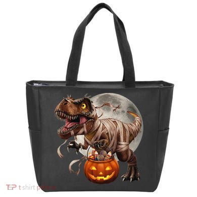 Halloween Dinosaur T Rex Pumpkin Tote Bag