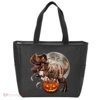 Halloween Dinosaur T Rex Pumpkin Tote Bag thumb 0