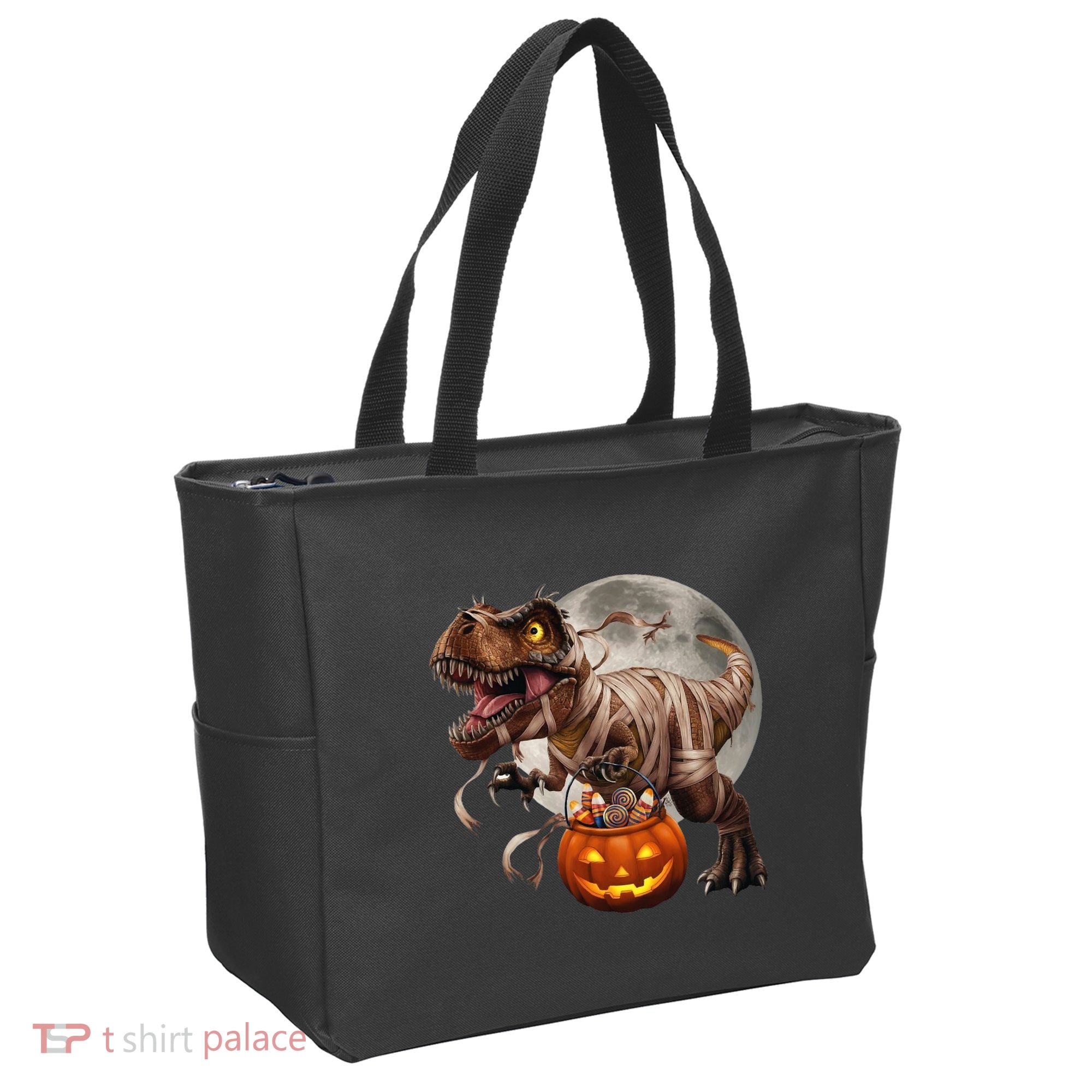 Halloween Dinosaur T Rex Pumpkin Tote Bag