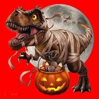 Halloween Dinosaur T Rex Pumpkin Santa Hat thumb 1