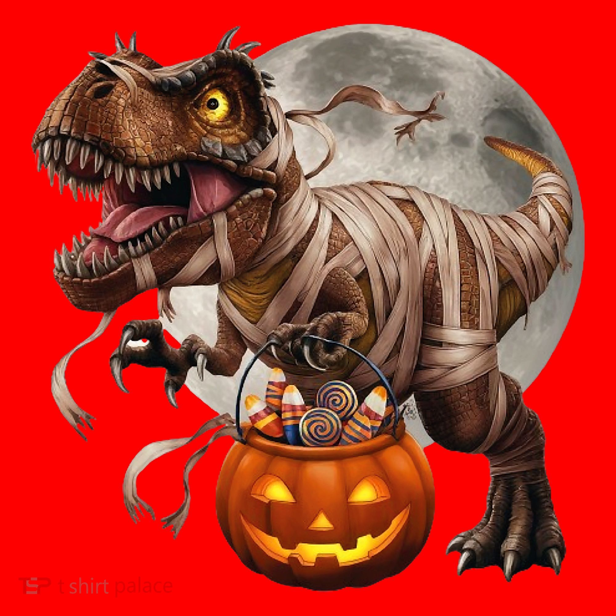 Halloween Dinosaur T Rex Pumpkin Santa Hat