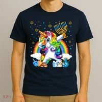 Hanukkah Dabbing Unicorn Jewnicorn Chanukah Jewish Xmas T-Shirt thumb 3