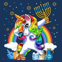 Hanukkah Dabbing Unicorn Jewnicorn Chanukah Jewish Xmas T-Shirt thumb 7
