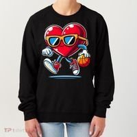 Heart Dunking Valentines Day For Basketball Lovers Gift Women's Sweatshirt thumb 0