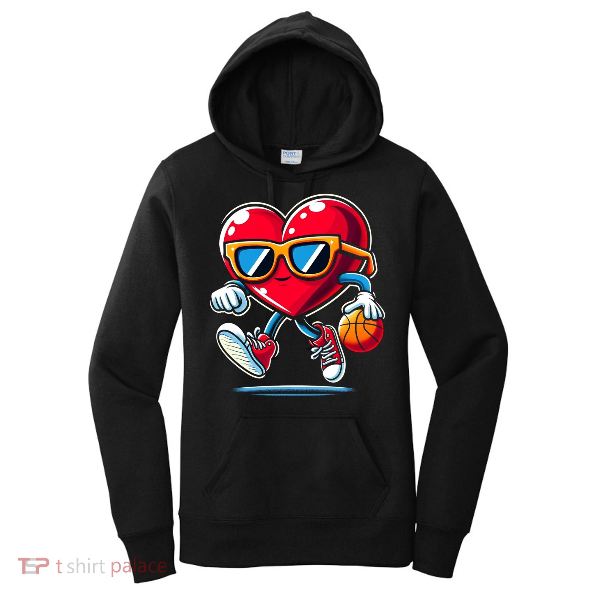 Heart Dunking Valentines Day For Basketball Lovers Gift Women's Hoodie