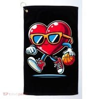 Heart Dunking Valentines Day For Basketball Lovers Gift Golf Towel thumb 0