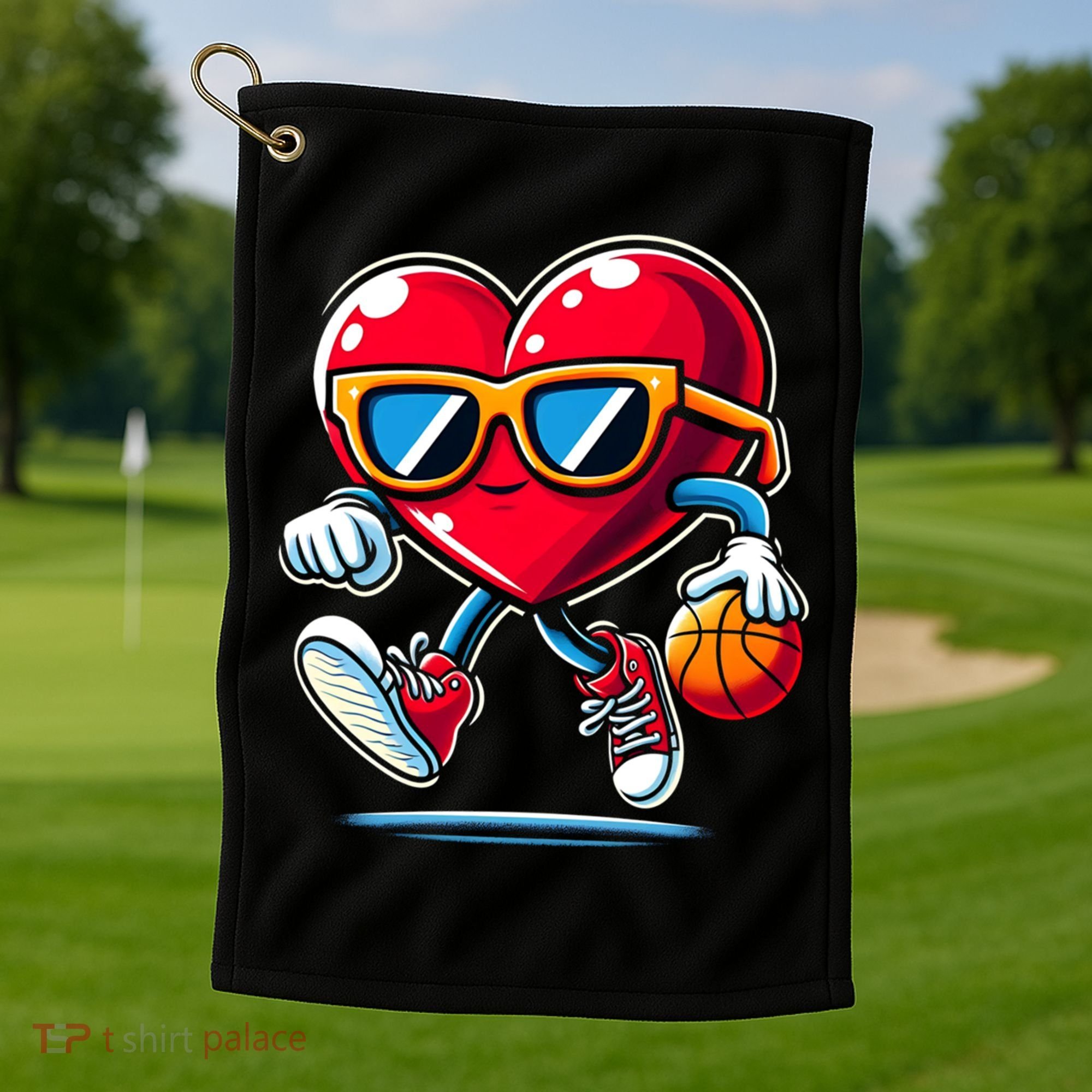 Heart Dunking Valentines Day For Basketball Lovers Gift Golf Towel