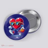 Heart Dunking Valentines Day For Basketball Lovers Gift Button thumb 0