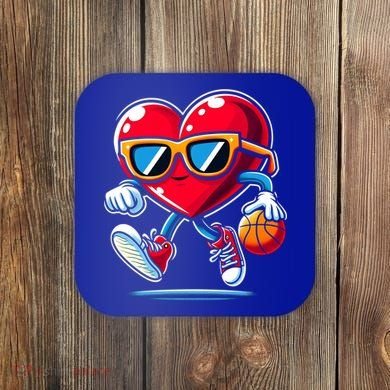 Heart Dunking Valentines Day For Basketball Lovers Gift Coaster