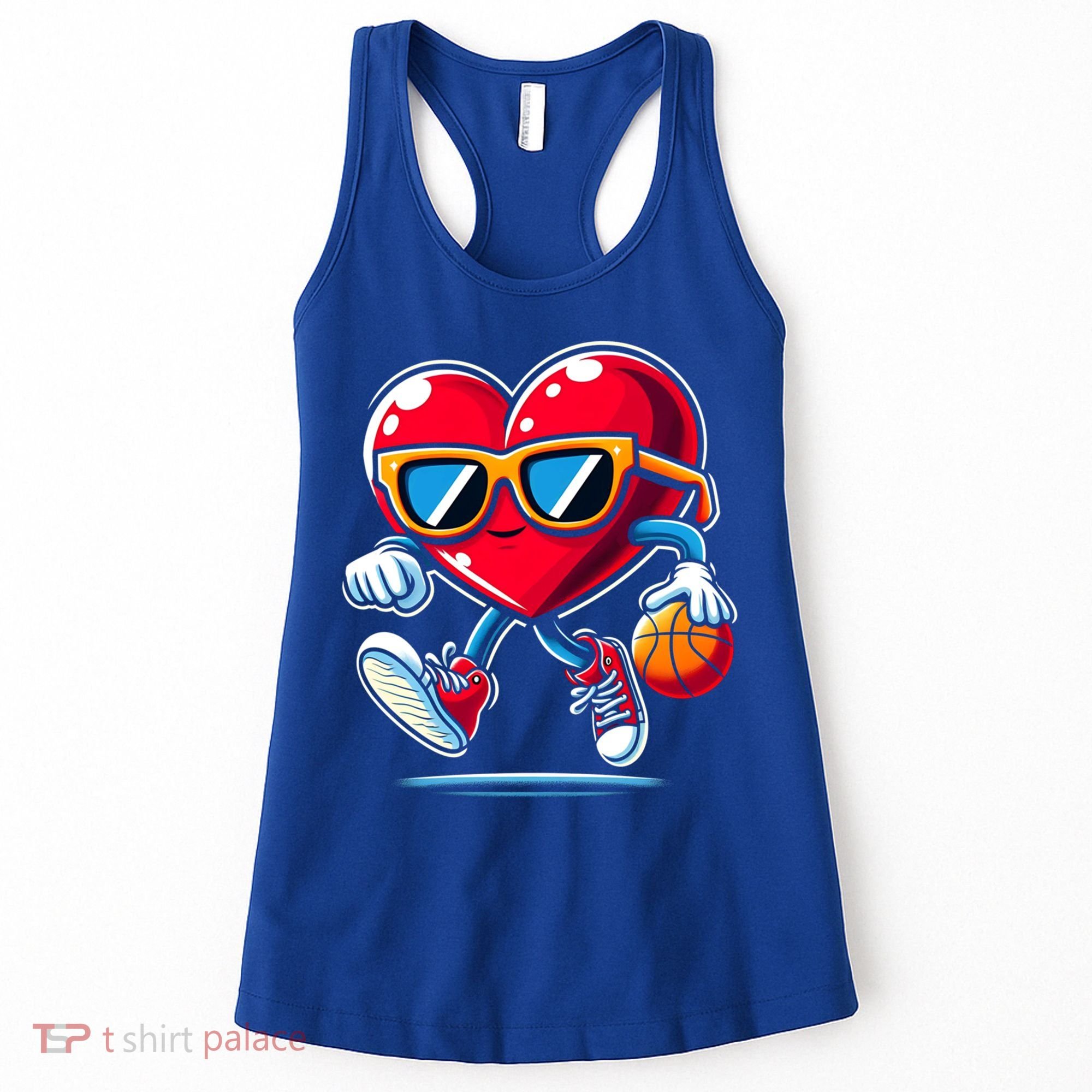 Heart Dunking Valentines Day For Basketball Lovers Gift Women's Tank Top