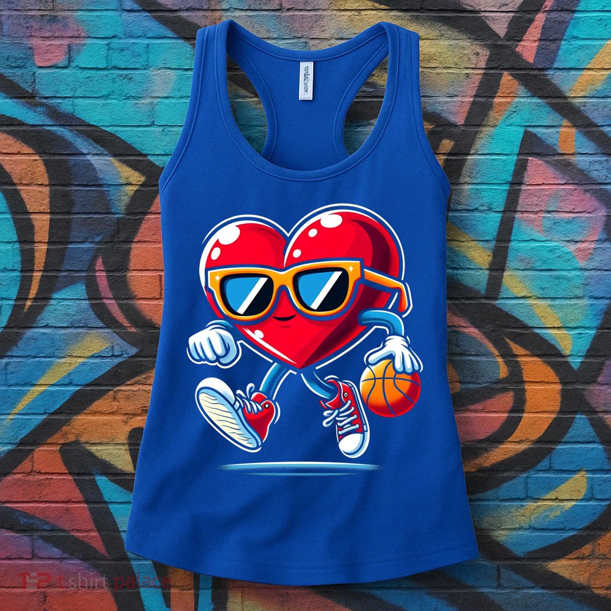 Heart Dunking Valentines Day For Basketball Lovers Gift Women's Tank Top