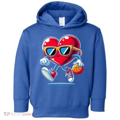 Heart Dunking Valentines Day For Basketball Lovers Gift Toddler Hoodie