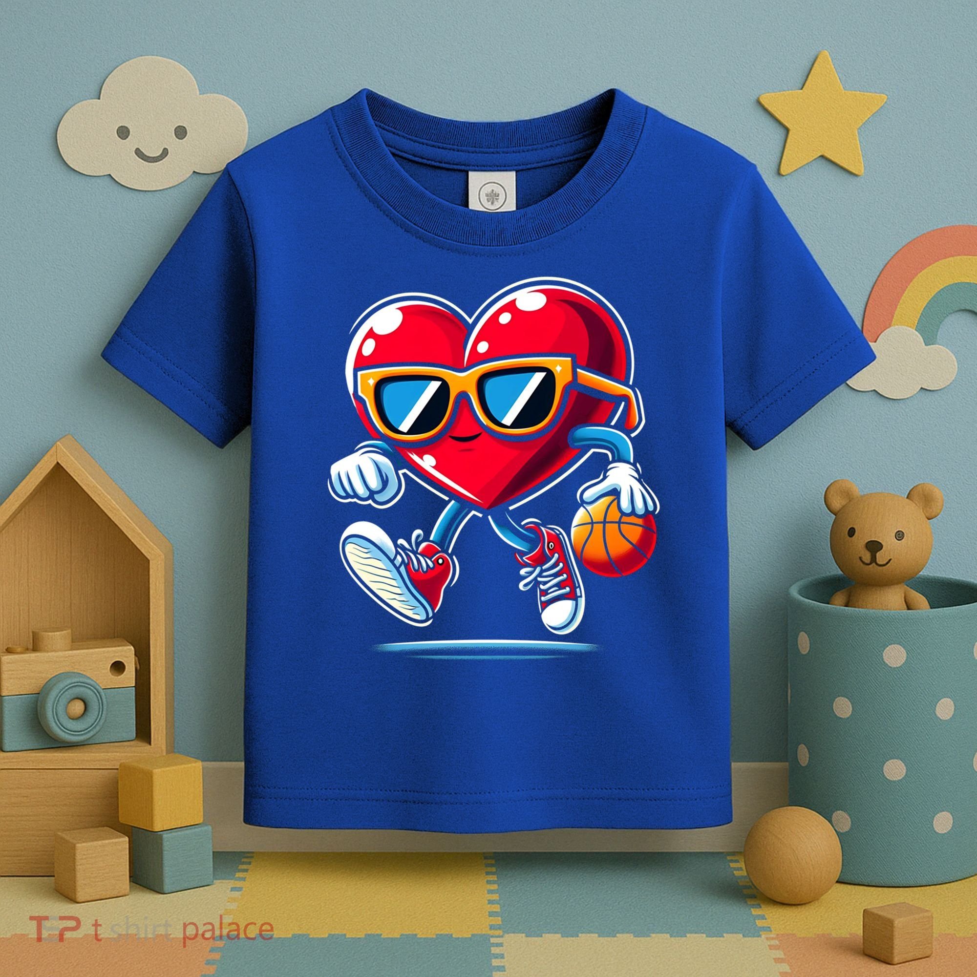 Heart Dunking Valentines Day For Basketball Lovers Gift Toddler T-Shirt