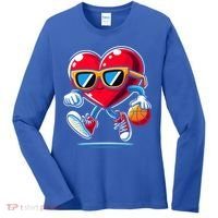 Heart Dunking Valentines Day For Basketball Lovers Gift Women's Long Sleeve Shirt thumb 0