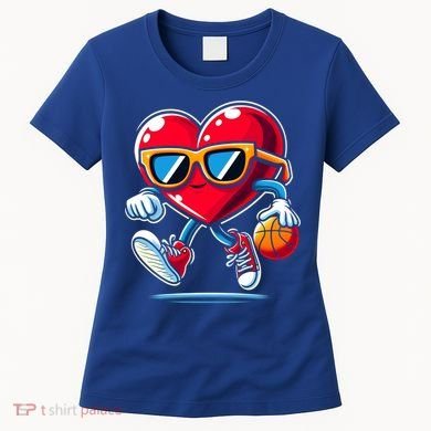 Heart Dunking Valentines Day For Basketball Lovers Gift Women's T-Shirt