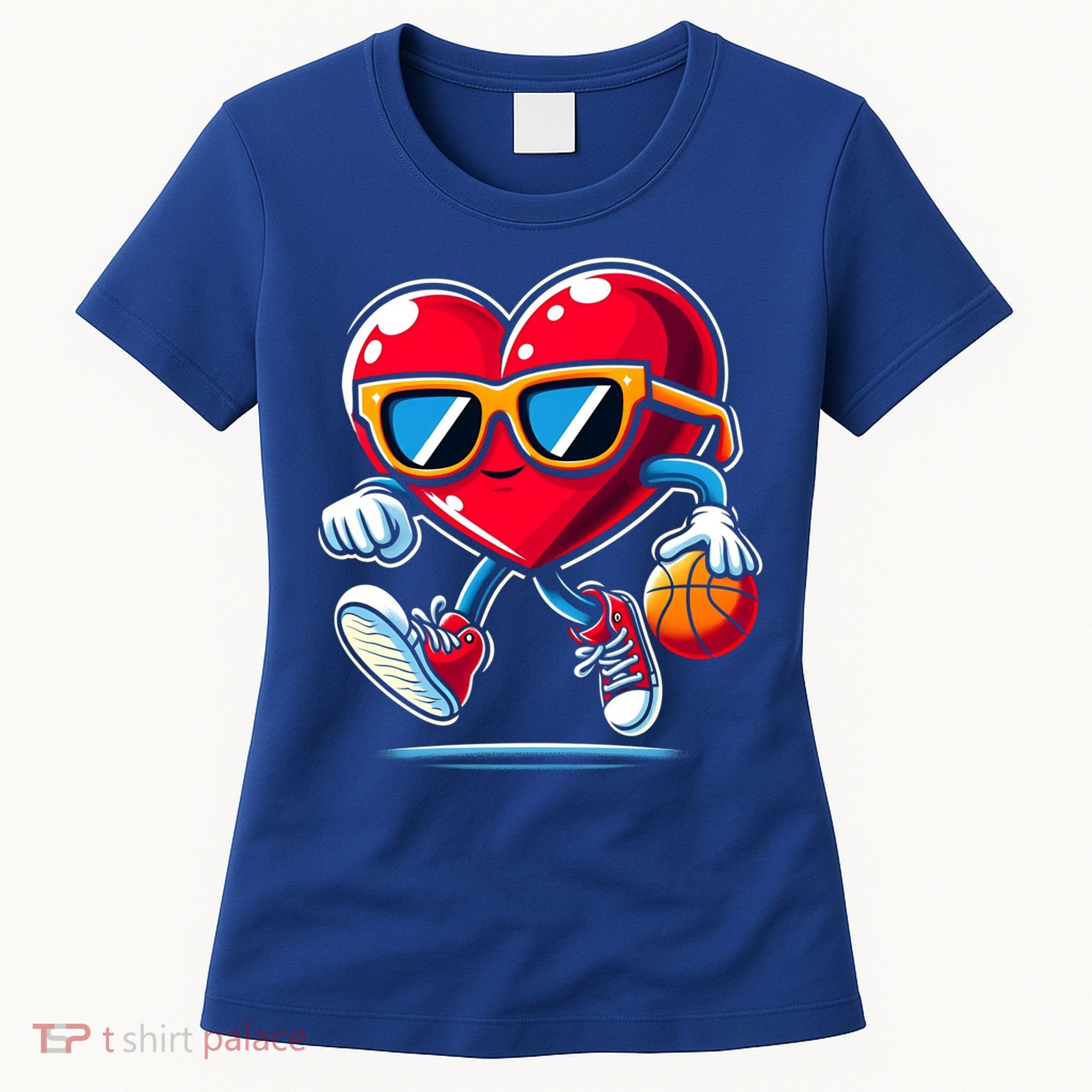 Heart Dunking Valentines Day For Basketball Lovers Gift Women's T-Shirt