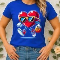 Heart Dunking Valentines Day For Basketball Lovers Gift Women's T-Shirt thumb 2