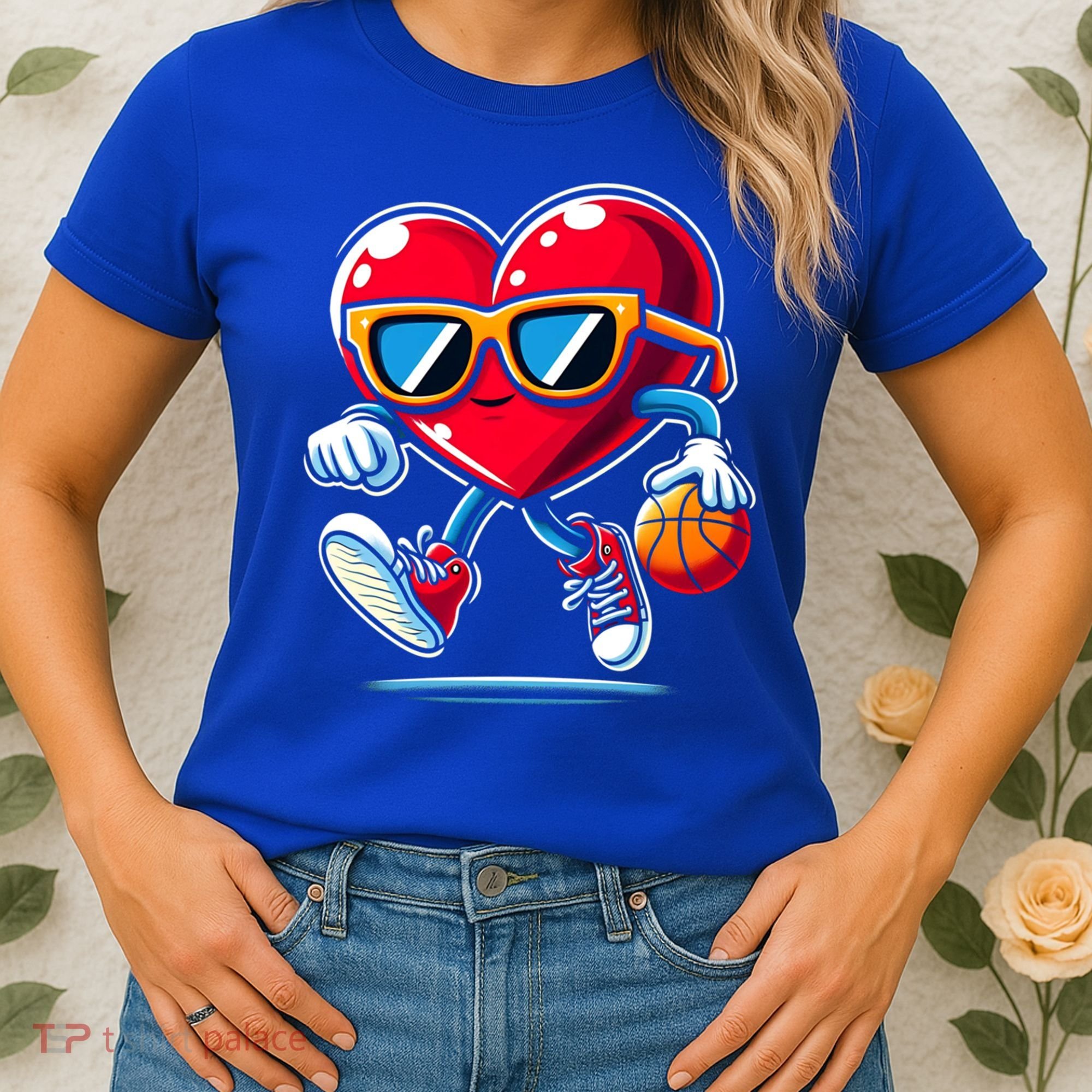 Heart Dunking Valentines Day For Basketball Lovers Gift Women's T-Shirt