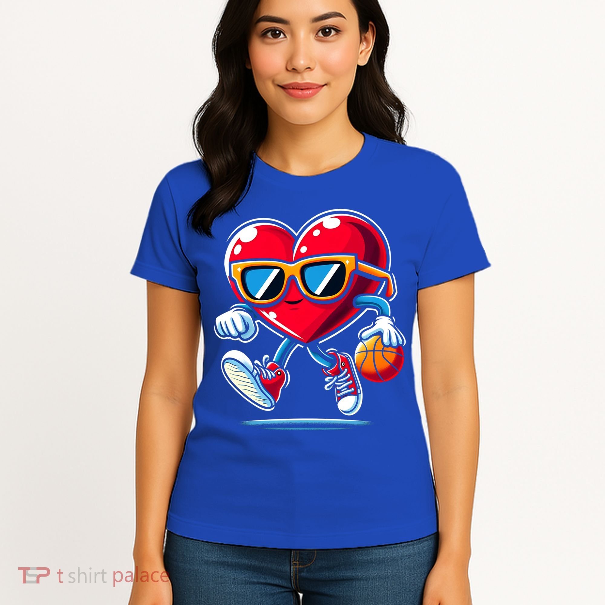 Heart Dunking Valentines Day For Basketball Lovers Gift Women's T-Shirt
