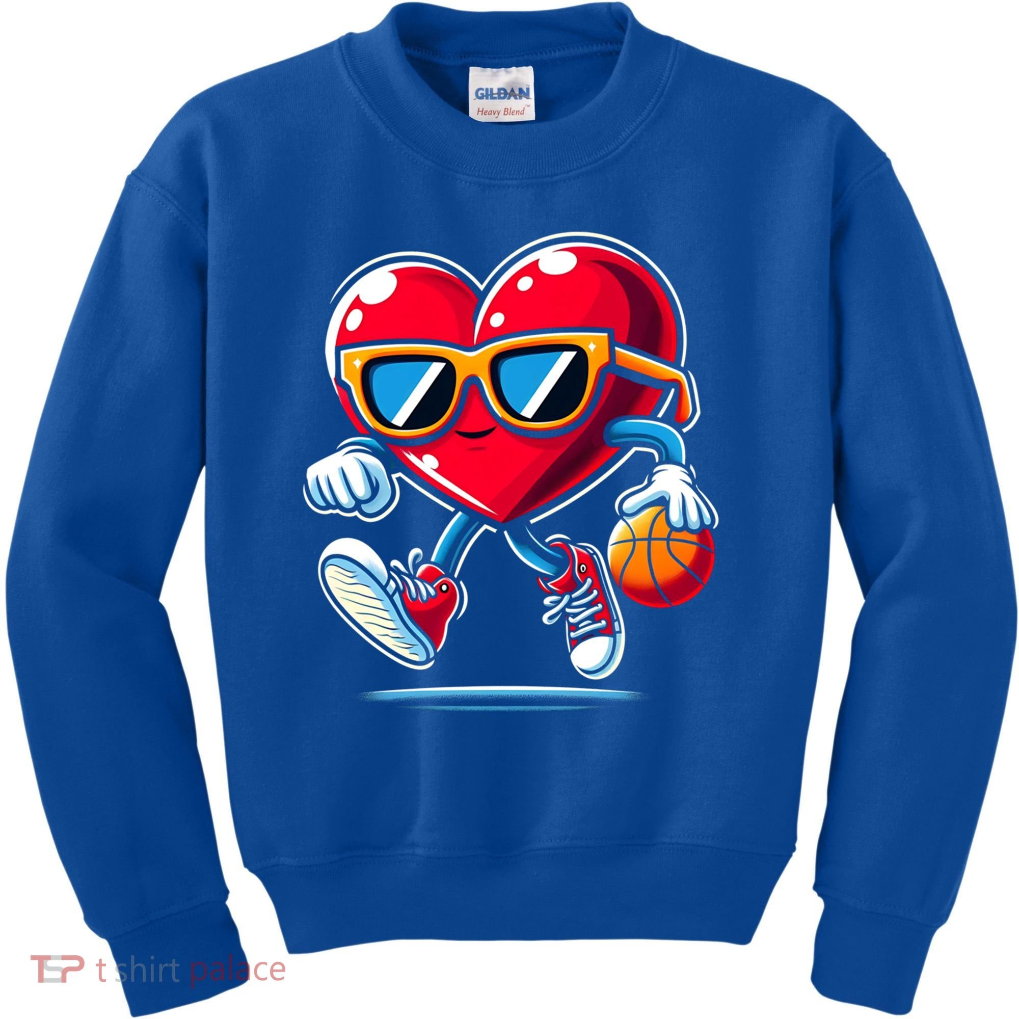 Heart Dunking Valentines Day For Basketball Lovers Gift Kids Sweatshirt