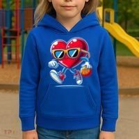 Heart Dunking Valentines Day For Basketball Lovers Gift Kids Hoodie thumb 3