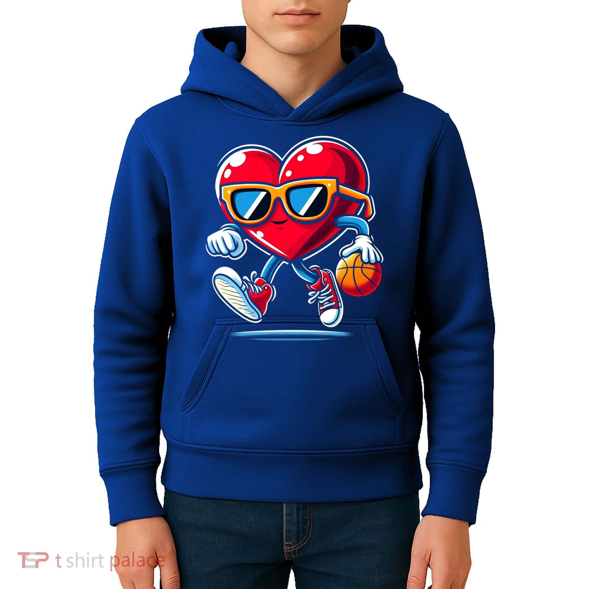 Heart Dunking Valentines Day For Basketball Lovers Gift Kids Hoodie