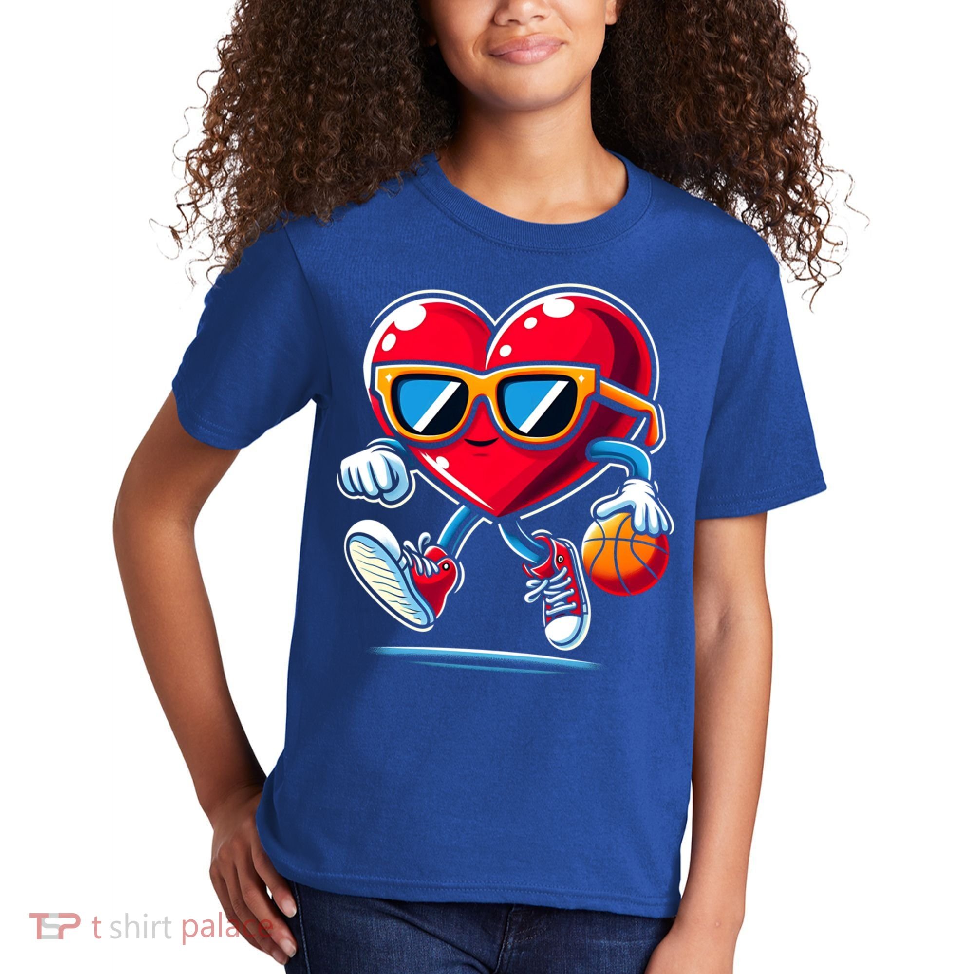 Heart Dunking Valentines Day For Basketball Lovers Gift Kids T-Shirt
