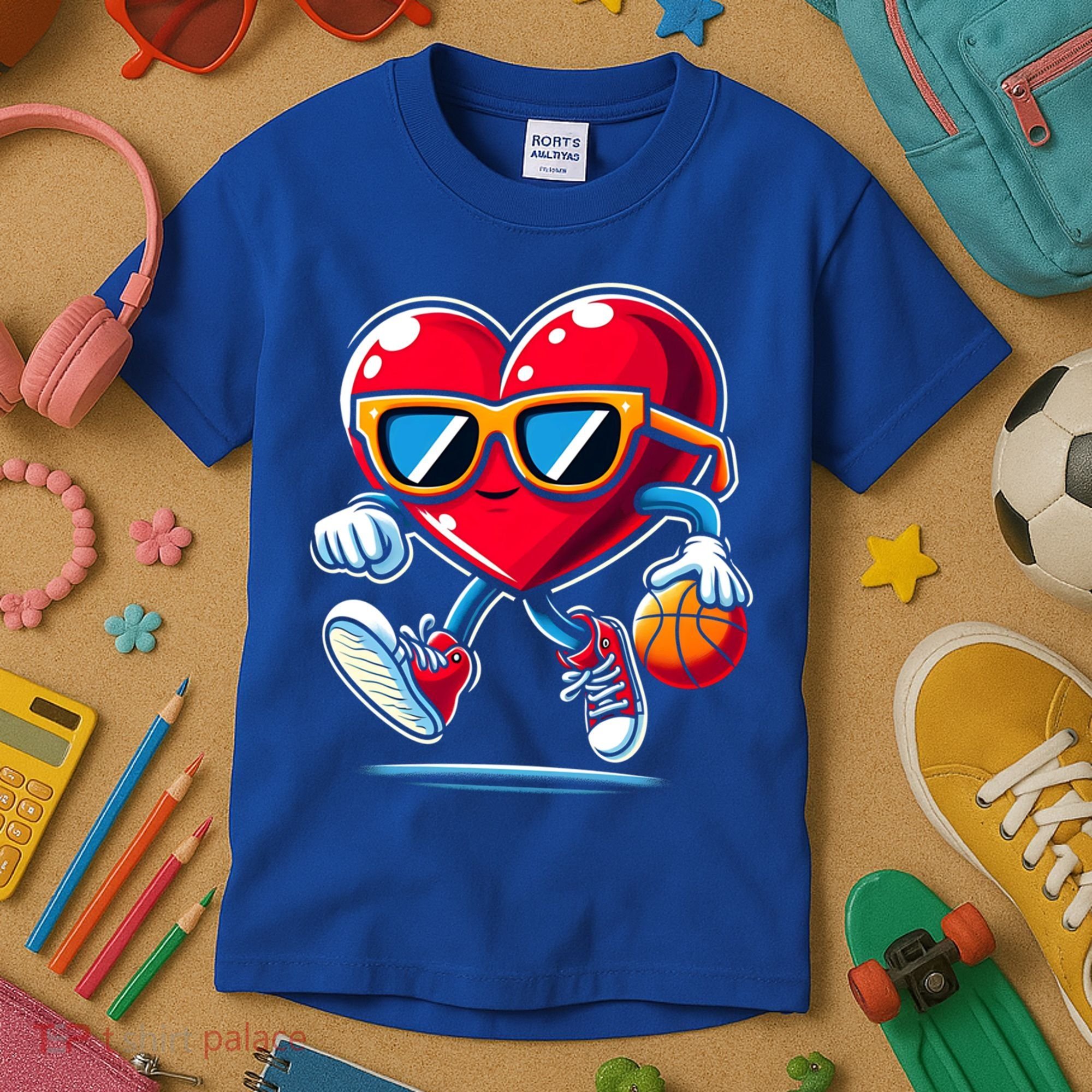 Heart Dunking Valentines Day For Basketball Lovers Gift Kids T-Shirt
