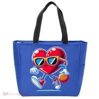 Heart Dunking Valentines Day For Basketball Lovers Gift Tote Bag thumb 0