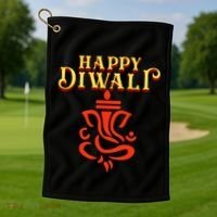 Happy Diwali With Lord Ganesha Golf Towel thumb 1