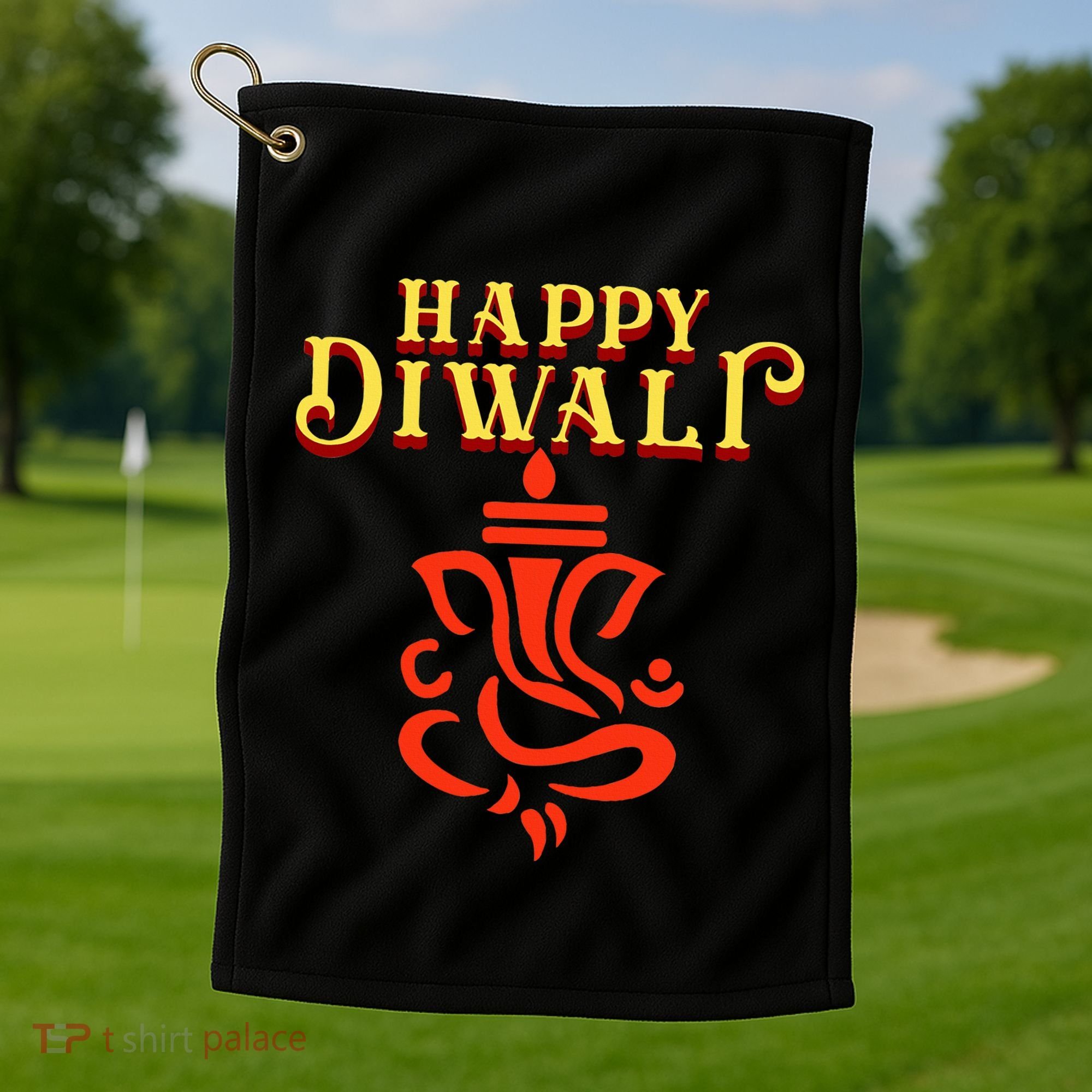 Happy Diwali With Lord Ganesha Golf Towel