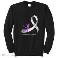 Hippie Dragonfly White Ribbon Lung Cancer Awareness Gifts Sweatshirt thumb 0