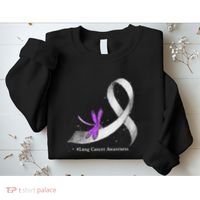 Hippie Dragonfly White Ribbon Lung Cancer Awareness Gifts Sweatshirt thumb 2