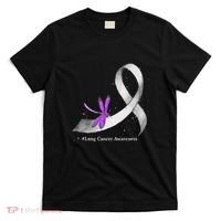 Hippie Dragonfly White Ribbon Lung Cancer Awareness Gifts T-Shirt thumb 0
