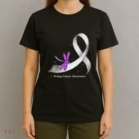 Hippie Dragonfly White Ribbon Lung Cancer Awareness Gifts T-Shirt thumb 4