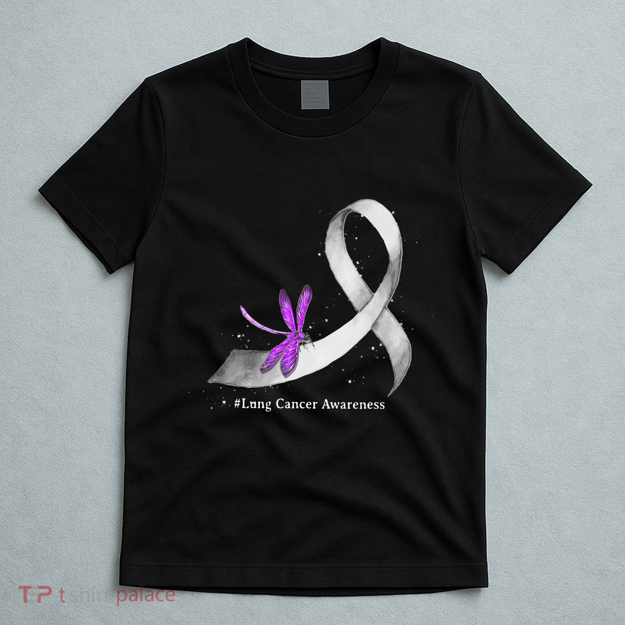 Hippie Dragonfly White Ribbon Lung Cancer Awareness Gifts T-Shirt