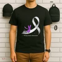 Hippie Dragonfly White Ribbon Lung Cancer Awareness Gifts T-Shirt thumb 6