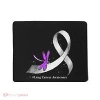 Hippie Dragonfly White Ribbon Lung Cancer Awareness Gifts Mousepad thumb 0
